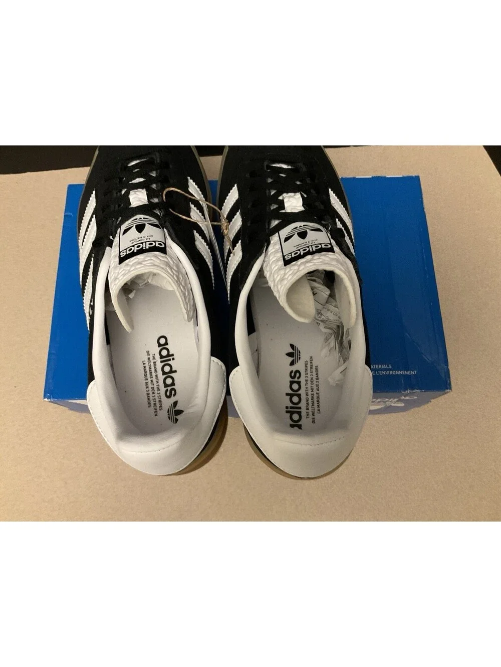 New! Womens Adidas Gazelle Bold Black/White/Gum Athletic Shoes. Size 9.5. Nice!